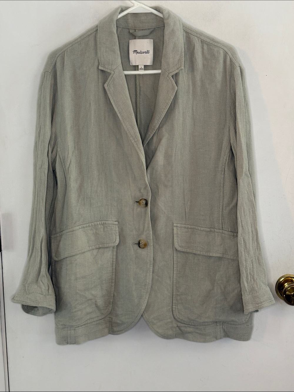 Madewell Breeze pale green linen blend unstructured blazer Size Large